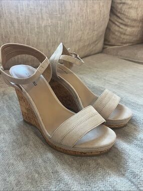 CALL IT SPRING Tan Suede Wedge Sandals